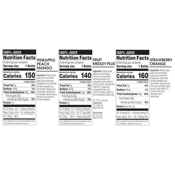 Tropicana 100% Juice 3-Flavor Fruit Blend Variety Pack, 10 Fl Oz, Bottles, (Pack of 24), 10 ounces