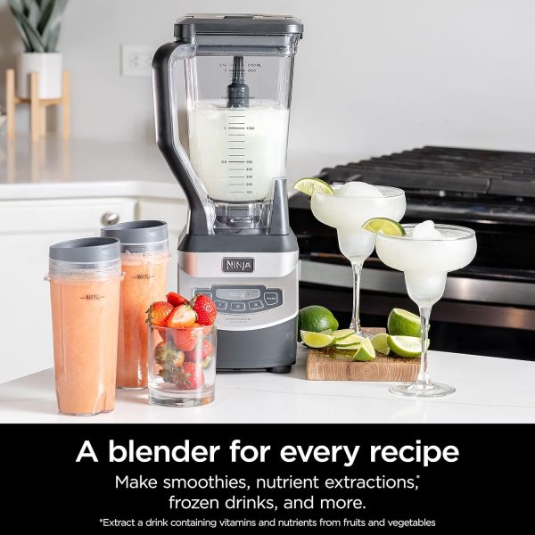 Ninja BL660 2 Ninja BL660 Professional Compact Smoothie & Food Processing Blender, 1100-Watts, 3 Functions -for Frozen Drinks, Smoothies, Sauces, & More, 72-oz.* Pitcher, (2) 16-oz. To-Go Cups & Spout Lids, Gray