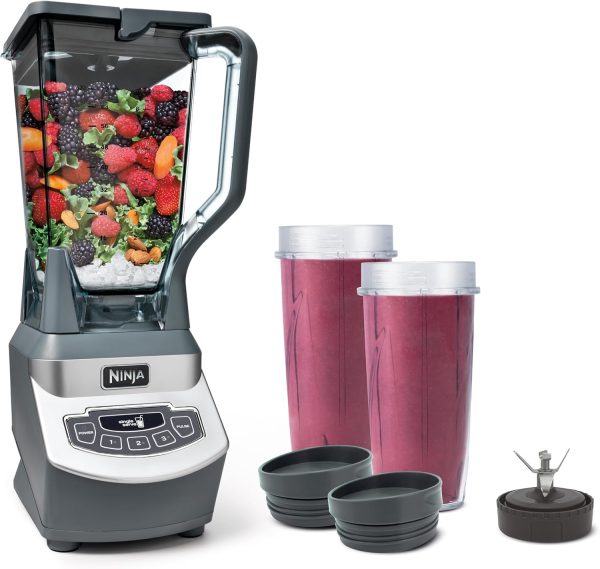 Ninja BL660 Ninja BL660 Professional Compact Smoothie & Food Processing Blender, 1100-Watts, 3 Functions -for Frozen Drinks, Smoothies, Sauces, & More, 72-oz.* Pitcher, (2) 16-oz. To-Go Cups & Spout Lids, Gray